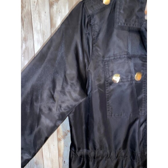 Women's Urban Republic Collection Black Trench Jacket Coat Raincoat Size Medium - Picture 9 of 16